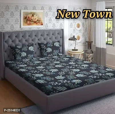 New Town Attractive Branded Premium  Elastic( Fitted) Double  Bedsheet With 2 Pillow Covers