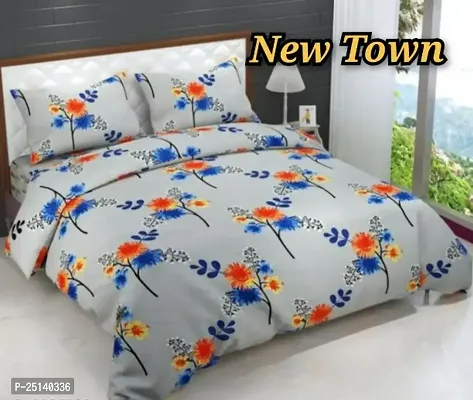 New Town Attractive Branded Premium  Elastic( Fitted) Double  Bedsheet With 2 Pillow Covers-thumb0