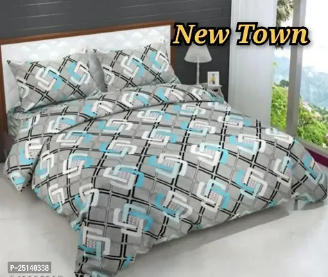 New Town Attractive Branded Premium  Elastic( Fitted) Double  Bedsheet With 2 Pillow Covers-thumb0