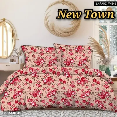 New Town Attractive Branded Premium  Elastic( Fitted) Double  Bedsheet With 2 Pillow Covers-thumb0