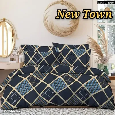 New Town Attractive Branded Premium  Elastic( Fitted) Double  Bedsheet With 2 Pillow Covers-thumb0