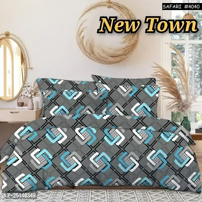 New Town Attractive Branded Premium  Elastic( Fitted) Double  Bedsheet With 2 Pillow Covers-thumb0