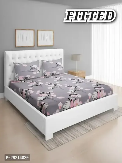 New Town Attractive Fitted 1 Bedsheet 2 Pillow Covers-thumb0