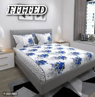 New Town Attractive Fitted 1 Bedsheet 2 Pillow Covers-thumb0