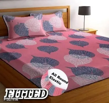 New Town Attractive Fitted 1 Bedsheet 2 Pillow Covers-thumb0