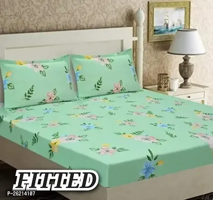 New Town Attractive Fitted 1 Bedsheet 2 Pillow Covers-thumb0