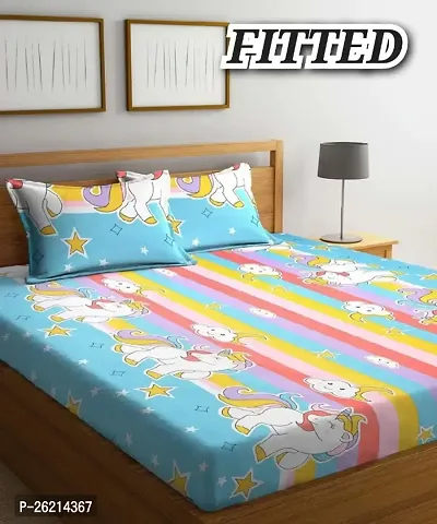 New Town Attractive Fitted 1 Bedsheet 2 Pillow Covers-thumb0