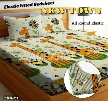 NEW TOWNreg; Elastic( Fitted) Double Size Bedsheet With 2 Pillow Cover ( Pack of 1) Fit Upto 6 Inches Mattress-thumb0