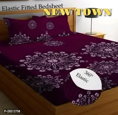 NEW TOWNreg; Elastic( Fitted) Double Size Bedsheet With 2 Pillow Cover ( Pack of 1) Fit Upto 6 Inches Mattress-thumb0