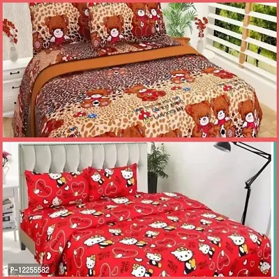 Classic Polycotton Printed Double Bedsheet with Pillow Covers, Pack of 2-thumb0