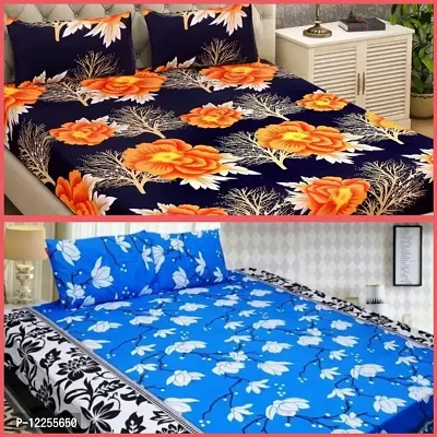 2 Double Bedsheet With 4 Pillow Covers