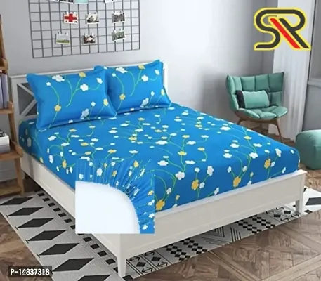 Comfy all corner fully Elastic 1 Double bedsheet with 2 pillow covers fit for 6 inches mattress