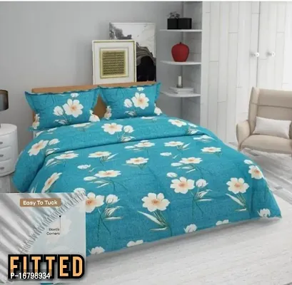 New Town Attractive Fitted 1 Bedsheet 2 Pillow Covers-thumb0