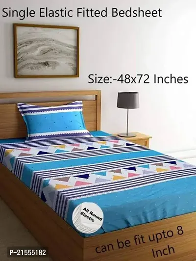 New Town Attractive Fitted 1 Single Bedsheet 1 Pillow Covers-thumb0