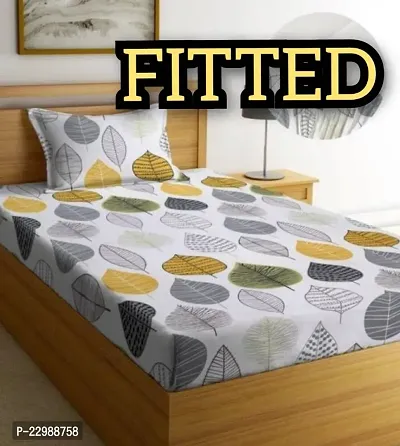 New Town Attractive Fitted 1 Single Bedsheet 1 Pillow Covers-thumb0