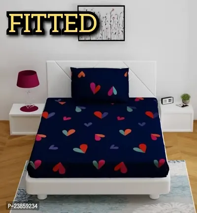 New Town Attractive Single 1 Fitted bedsheet  1 Pillow Cover