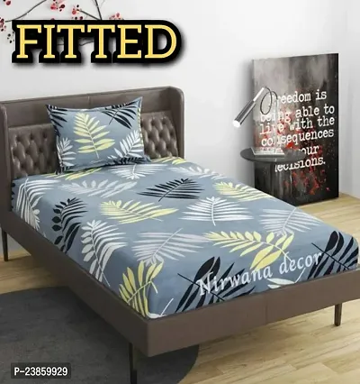 New Town Attractive Single 1 Fitted bedsheet  1 Pillow Cover-thumb0