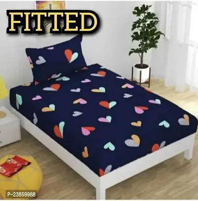 New Town Attractive Single 1 Fitted bedsheet  1 Pillow Cover