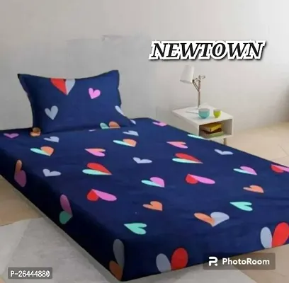 NEW TOWNreg; Elastic( Fitted) Single Bedsheet With 1 Pillow Cover ( Pack of 1) Fit Upto 6 Inches Mattress