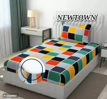 NEW TOWNreg; Elastic( Fitted) Single Bedsheet With 1 Pillow Cover ( Pack of 1) Fit Upto 6 Inches Mattress-thumb0