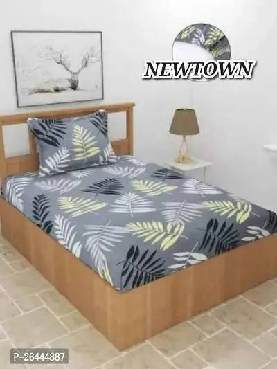 NEW TOWNreg; Elastic( Fitted) Single Bedsheet With 1 Pillow Cover ( Pack of 1) Fit Upto 6 Inches Mattress