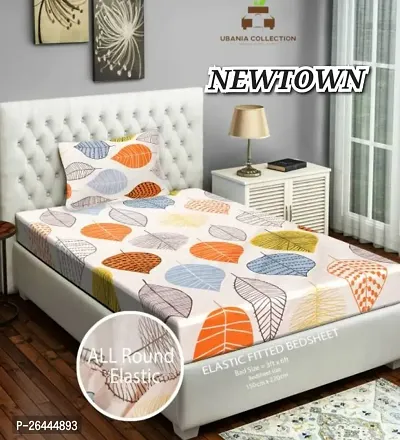 NEW TOWNreg; Elastic( Fitted) Single Bedsheet With 1 Pillow Cover ( Pack of 1) Fit Upto 6 Inches Mattress-thumb0