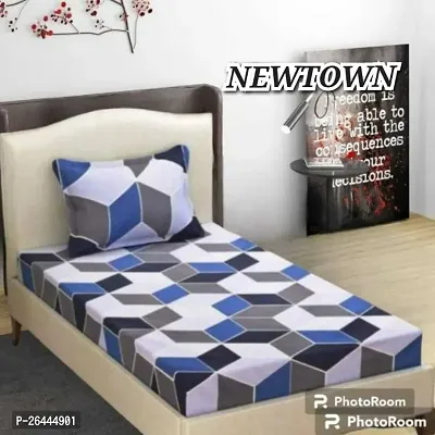 NEW TOWNreg; Elastic( Fitted) Single Bedsheet With 1 Pillow Cover ( Pack of 1) Fit Upto 6 Inches Mattress