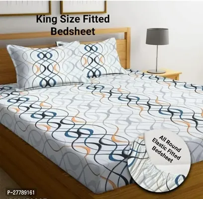 New Town All Around 1 Attractive Fitted Bedsheet with 2 Pillow Covers-thumb0