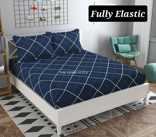 Glace Cotton Elastic Fitted Double Bedsheets