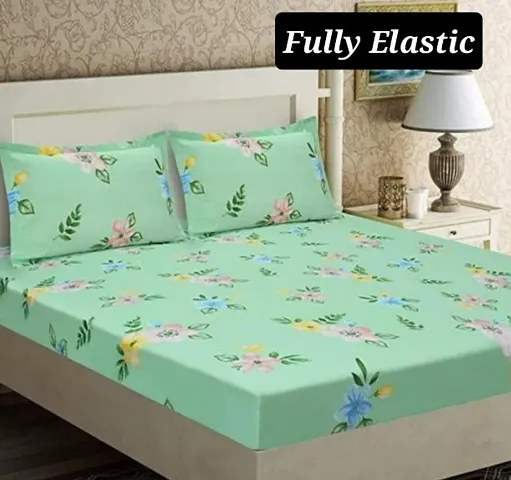 220 TC Glace Cotton Double Bedsheets With 2 Pillow Covers