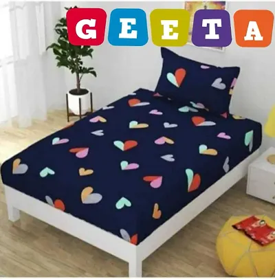 Multicolored Glace Cotton Printed Flat Single Bedsheet