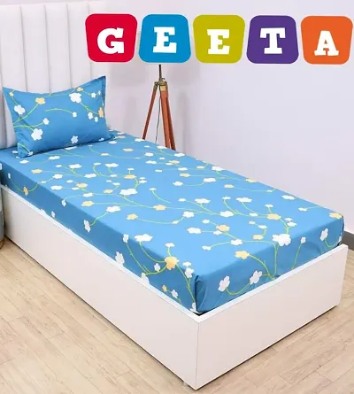 Printed Glace Cotton Single Bedsheet with 1 Pillow Cover