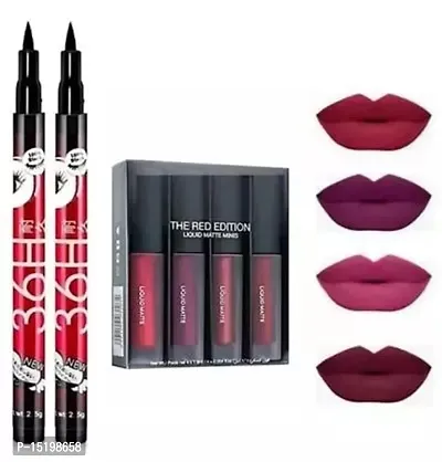 Red Edition Lipstick With 2Pcs 36 H Makeup Combo