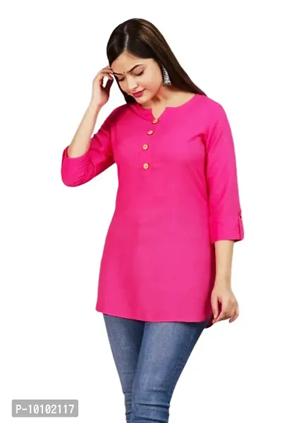 Classic Rayon Solid Short Kurtis For Women-thumb3