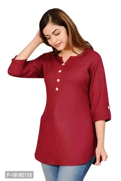 Classic Rayon Solid Short Kurtis For Women-thumb2