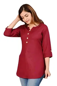 Classic Rayon Solid Short Kurtis For Women-thumb1