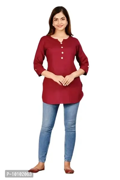 Classic Rayon Solid Short Kurtis For Women-thumb0