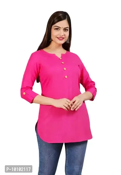 Classic Rayon Solid Short Kurtis For Women-thumb0