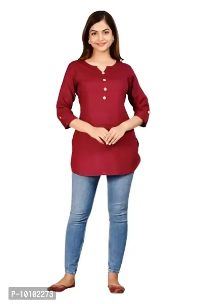 Classic Rayon Solid Short Kurtis For Women-thumb0