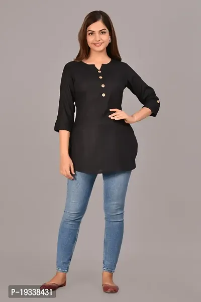 Women New Stylish Tops  Tunic Black-thumb2