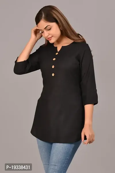 Women New Stylish Tops  Tunic Black-thumb3