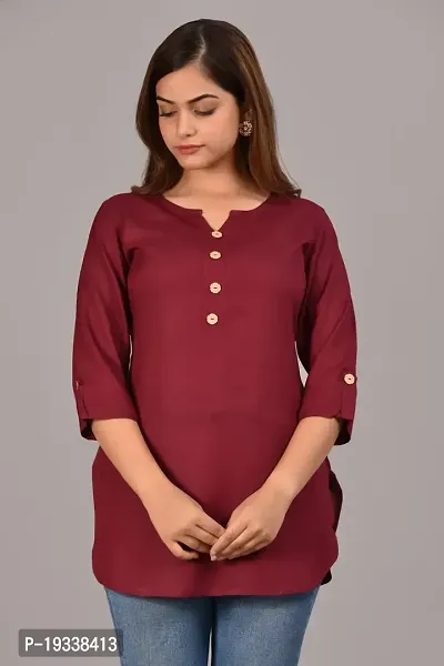 Women New Stylish Tops  Tunic Maroon-thumb3