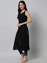 Women Solid New Lady Stylish Sleeveless Black Kurtis-thumb2