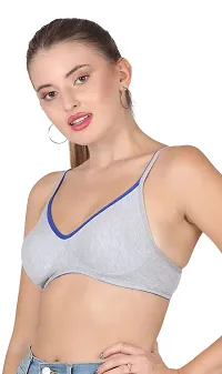 AAVOW Grey Non Padded Non Wired Cotton-Blended Everyday Bra Pak of 1 (B, Grey:Blue, 36)-thumb2