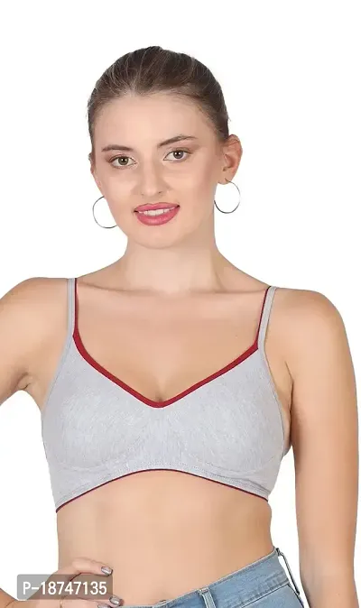 AAVOW Grey Non Padded Non Wired Cotton-Blended Everyday Bra Pak of 1