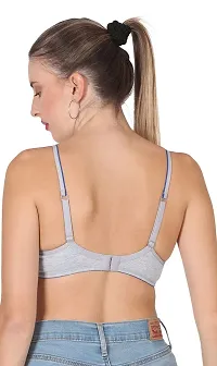 AAVOW Grey Non Padded Non Wired Cotton-Blended Everyday Bra Pak of 1 (C, Grey:Blue, 32)-thumb1