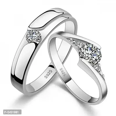 Couple ring Adjustable size Silver Colour Alloy material Pack of 2