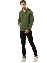 savsons Men's Plain Hoodie: Classic, Comfortable, Versatile, Perfect for Casual Wear Olive Green-thumb3