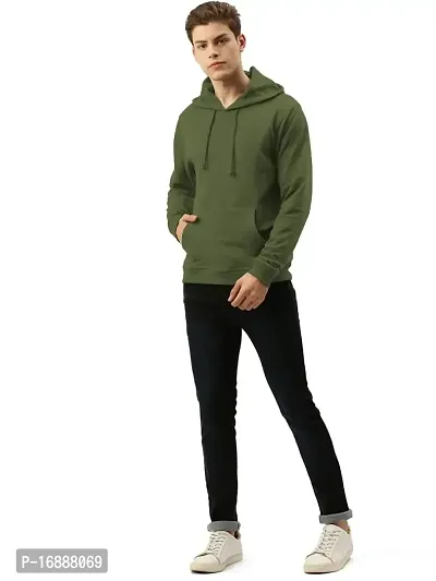 savsons Men's Plain Hoodie: Classic, Comfortable, Versatile, Perfect for Casual Wear Olive Green-thumb4