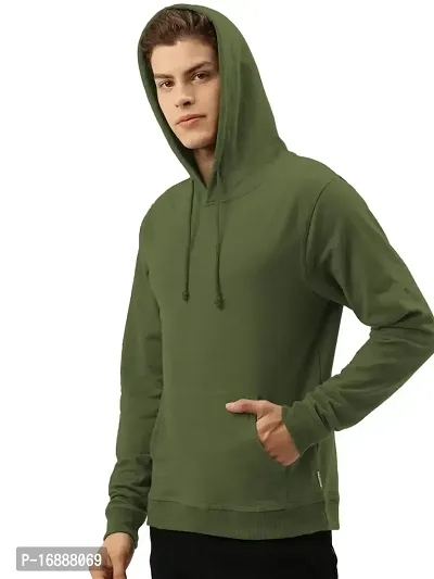 savsons Men's Plain Hoodie: Classic, Comfortable, Versatile, Perfect for Casual Wear Olive Green-thumb3